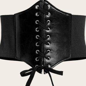 Madeline Elaine black lace up front belt